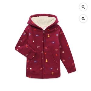 NWT Wonder Nation Faux Shearing Lining Full Zip Hoodie Red All Star Xs Boys Kids